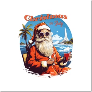 Santa's Vacation Vibes | "Christmas in July" Santa Tee Posters and Art